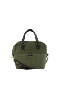 Bolso en piel color verde militar