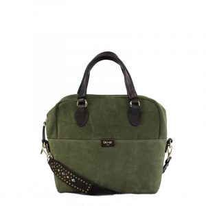 Bolso en piel color verde militar