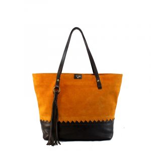 Shopping bag naranja y marrón marca blover
