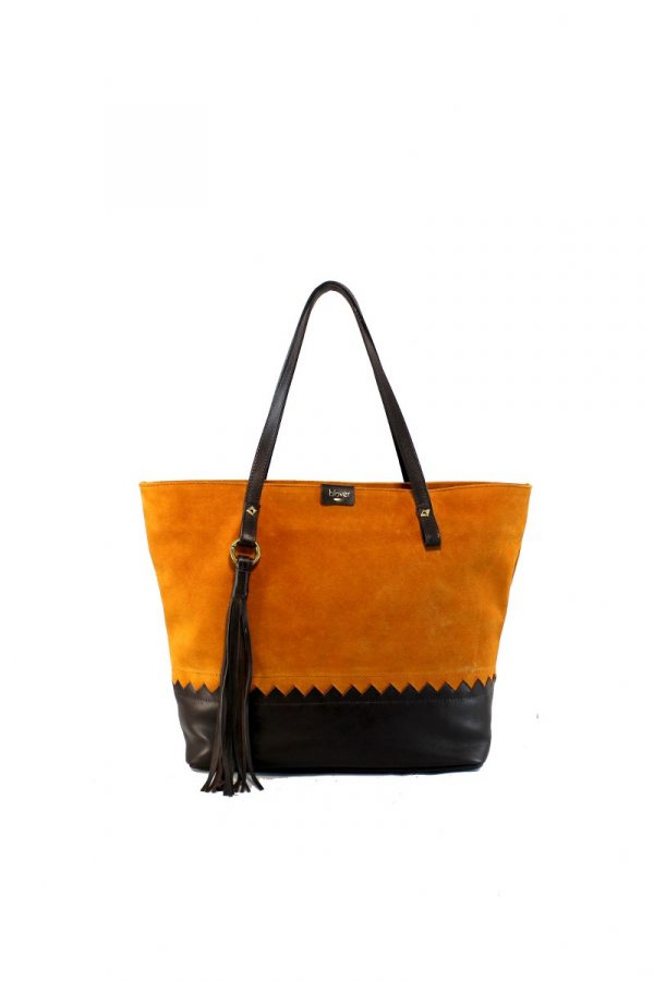 Shopping bag naranja y marrón marca blover