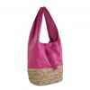 bolso bloverbags de piel fucsia y palma trenzada