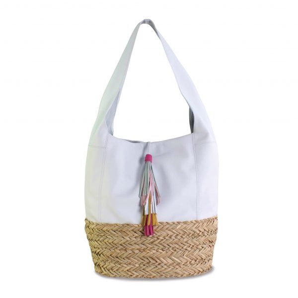 bolso grande en piel blanca blover