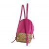 Mnimochila en piel fucsia y palma trenzada