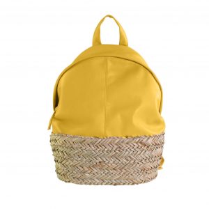 Mochila grande de piel amarilla ocre blover